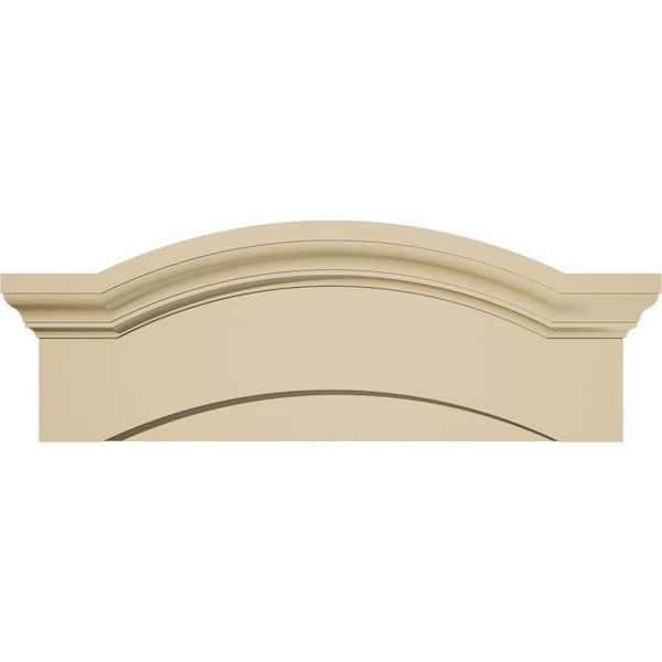 28 in. W x 10-1/2 in. H x 3 in. P Eyebrow Signature Urethane Pediment, Primed Tan