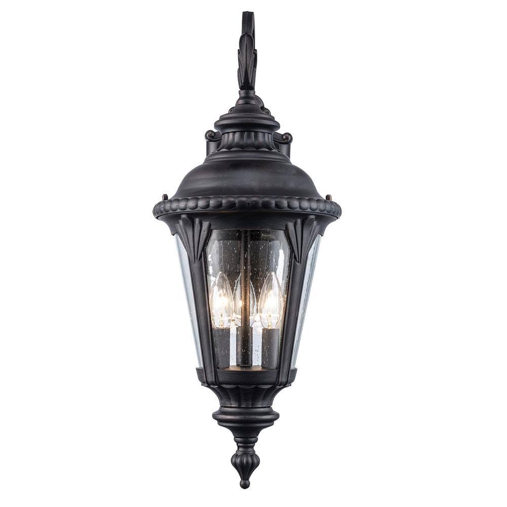 Rust Brown Seeded Glass Outdoor Wall Lantern Sconce