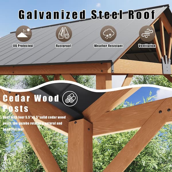 Gardenbee 11 ft. x 13 ft. Spruce Wood Frame Hardtop Outdoor