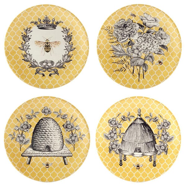 Certified International French Bees Multicolor Salad Plates (Set of 4)