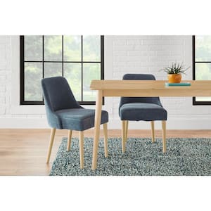 Benfield Charleston Blue Upholstered Dining Chair with Natural Wood Legs (Set of 2)