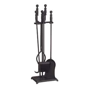 30 in. Tall 5-Pieces Black Westminster Fireplace Set