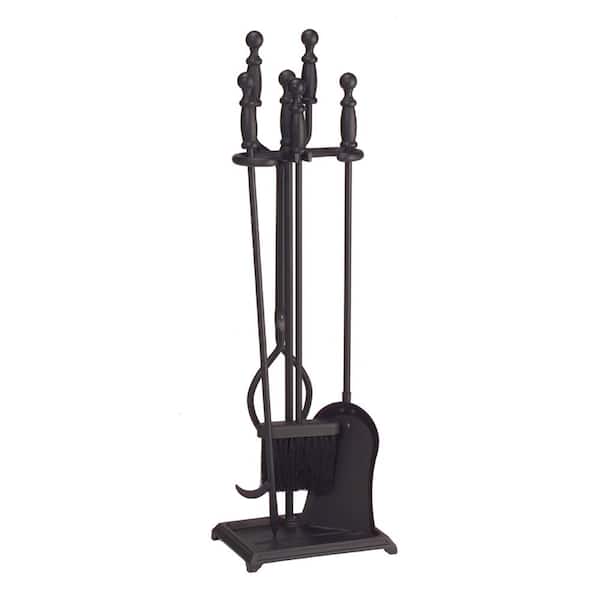 ACHLA DESIGNS 30 in. Tall 5-Pieces Black Westminster Fireplace Set