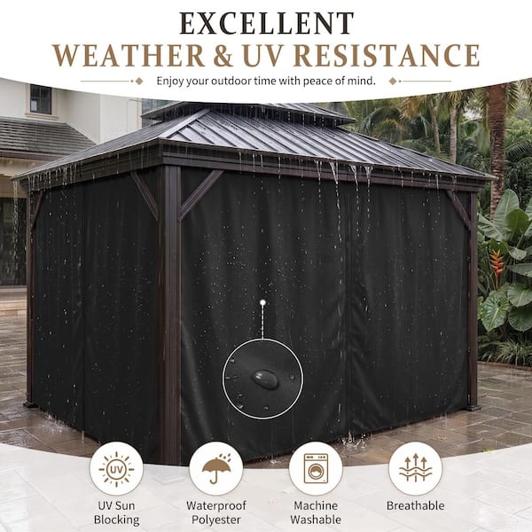 Kimunuk 10 ft. x 12 ft. Universal Outdoor Privacy Curtains, Gazebo