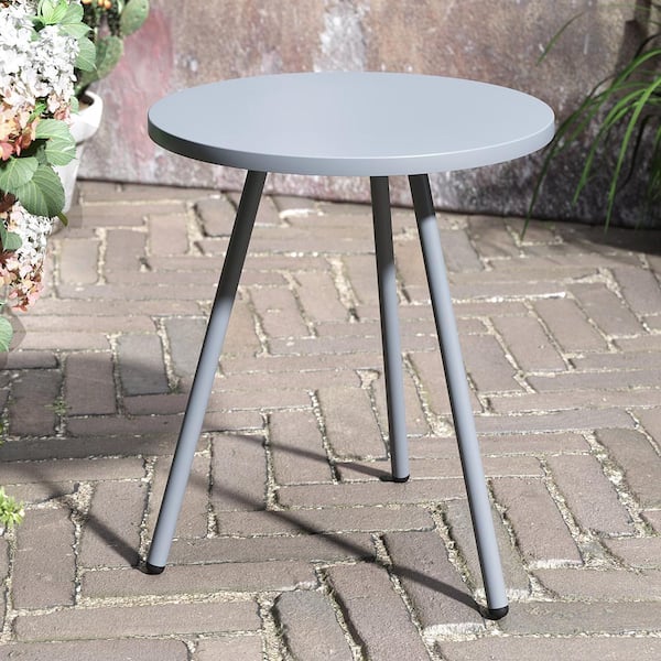 Crestlive Products 1-Piece Metal Round Side Table in Gray