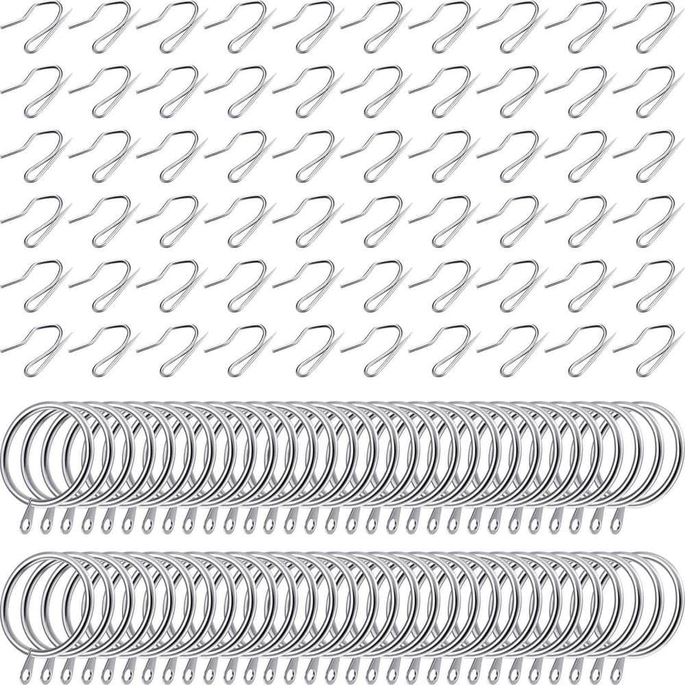 60-Piece 1.26 in. Solid Steel Shower Curtain Rings/Hooks and 60 Pieces Metal Drapery Pin Hooks in Silver, Easy Install price history on PriceWatchPro