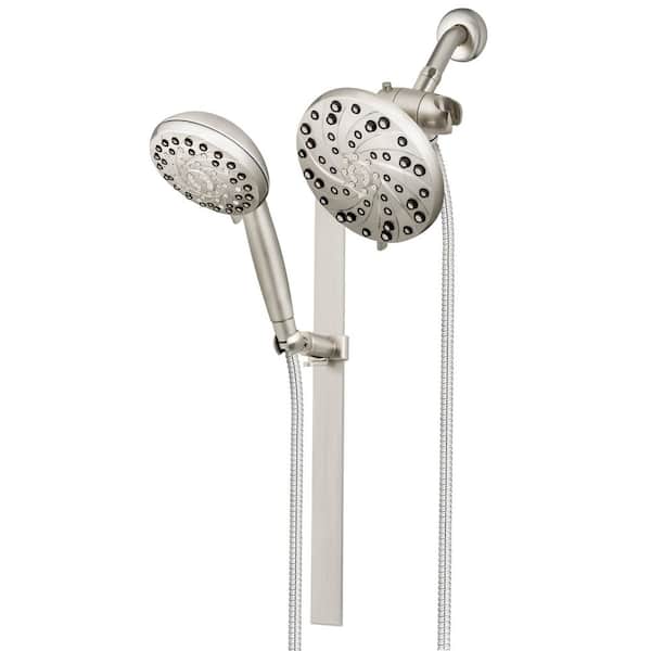 PowerPulse Height Select Slide Rail 15-Spray Wall Mount Dual Fixed and Handheld Shower Head 1.8 GPM in Brushed Nickel
