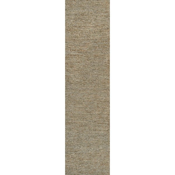 Griffin Rustic Farmhouse Woven Jute Solid Gray 2 ft. x 8 ft. Runner Rug