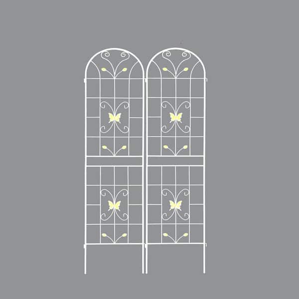 Sudzendf 2 Pack 86.7 in. x 19.7 in. White Metal Garden Trellis, Rustproof Trellis for Climbing Plants Outdoor Flower Support
