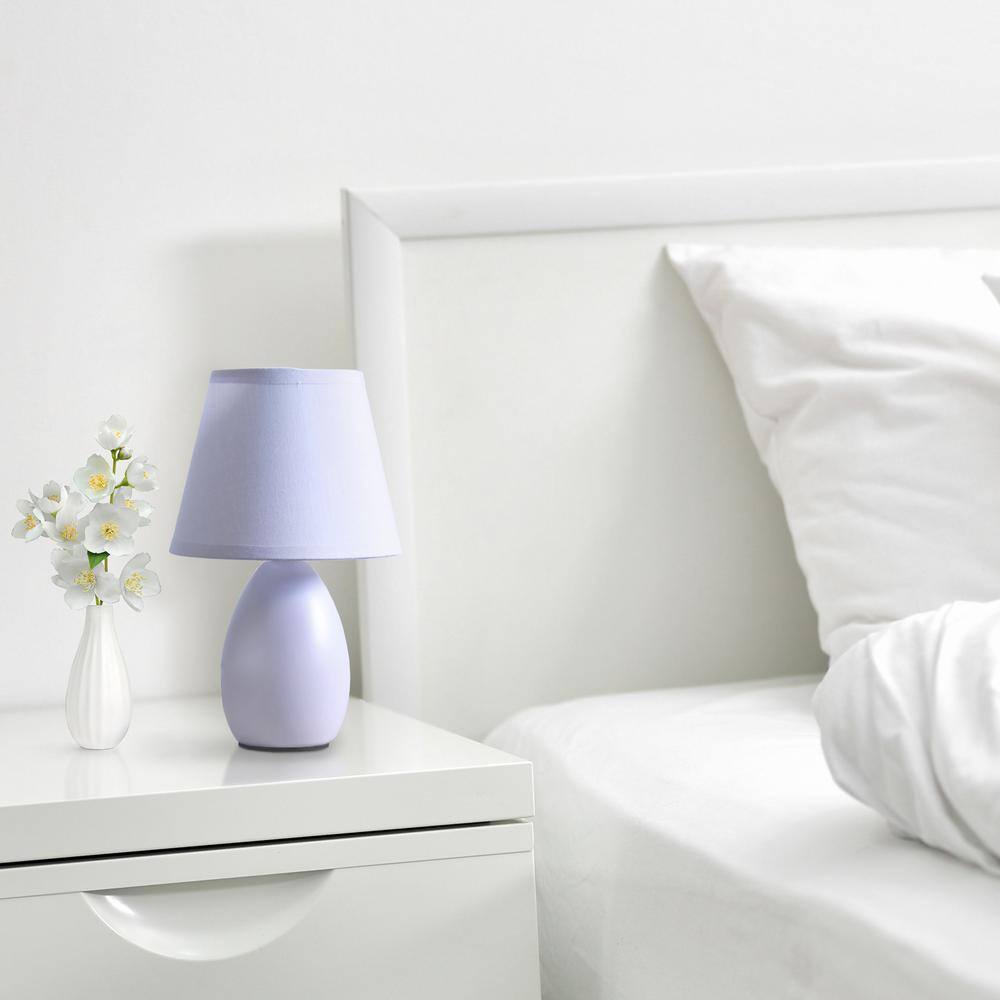 Purple Mini Egg Ceramic Table Lamp with Fabric Shade