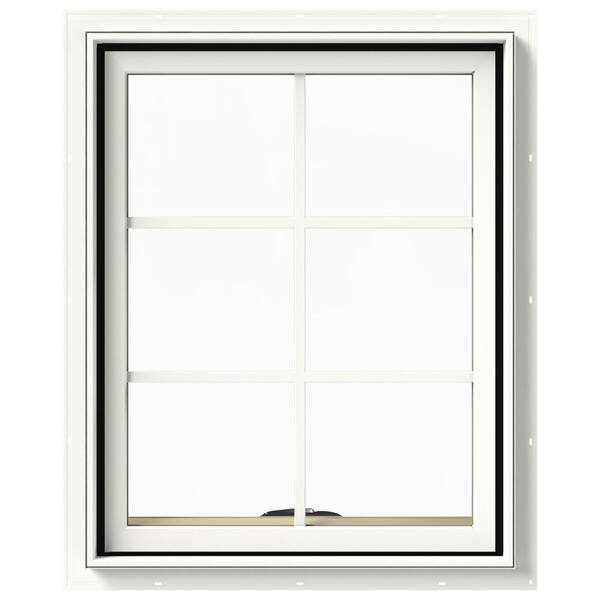 JELD-WEN 24 in. x 30 in. W-2500 Series White Painted Clad Wood Awning Window w/ Natural Interior and Screen