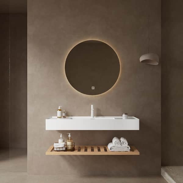 Nivencai 48 in. Floating Wood Bath Vanity with White Ceramic Top