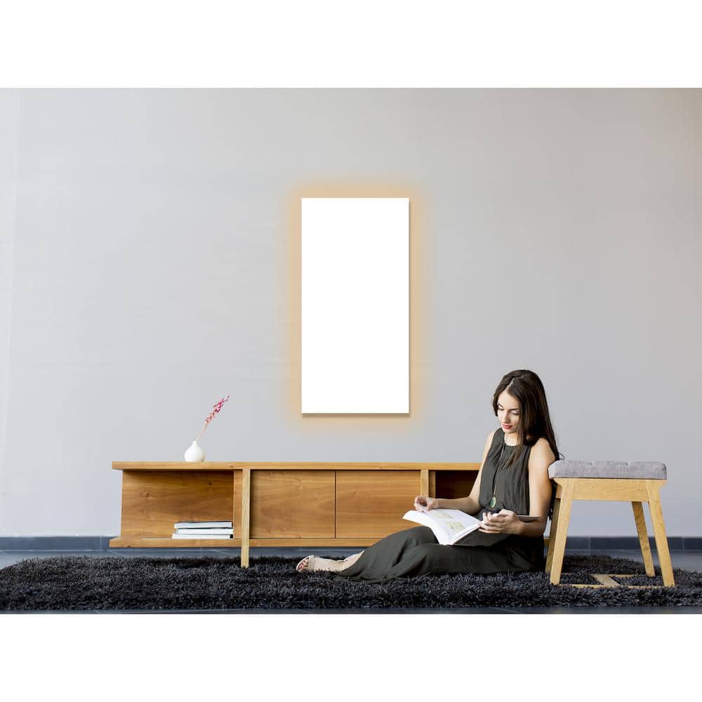 White Tempered Glass Radiant Wall Mounted Heater, 16x48