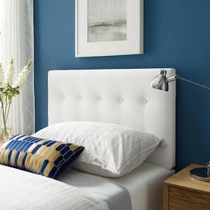 Lily Biscuit Tufted White Twin Performance Velvet Headboard