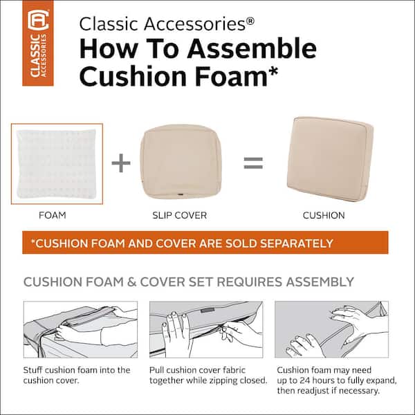 Classic Accessories Patio Lounge Back Cushion Foam - 4 Thick