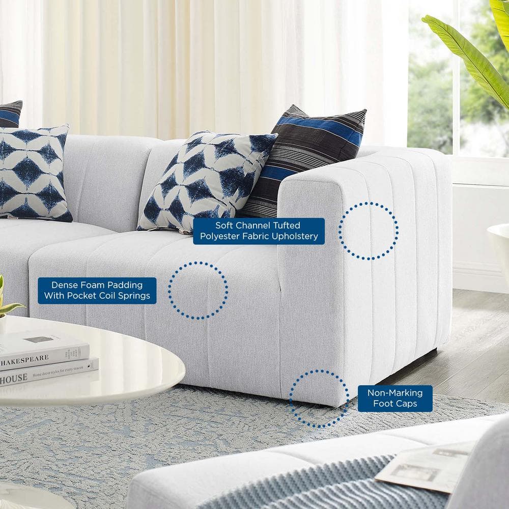 Ivory Channel-Tufted 87" Polyester & Wood 2-Piece Loveseat