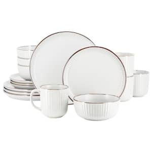 Leo 16-Piece Stoneware Dinnerware Set Service for 4 in. White