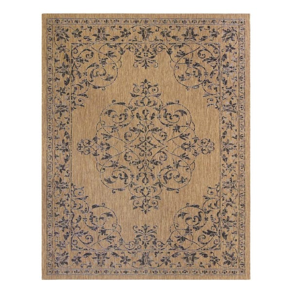 Gertmenian Paseo Ryoan Chestnut 5 ft. x 7 ft. Medallion Indoor/Outdoor Area Rug