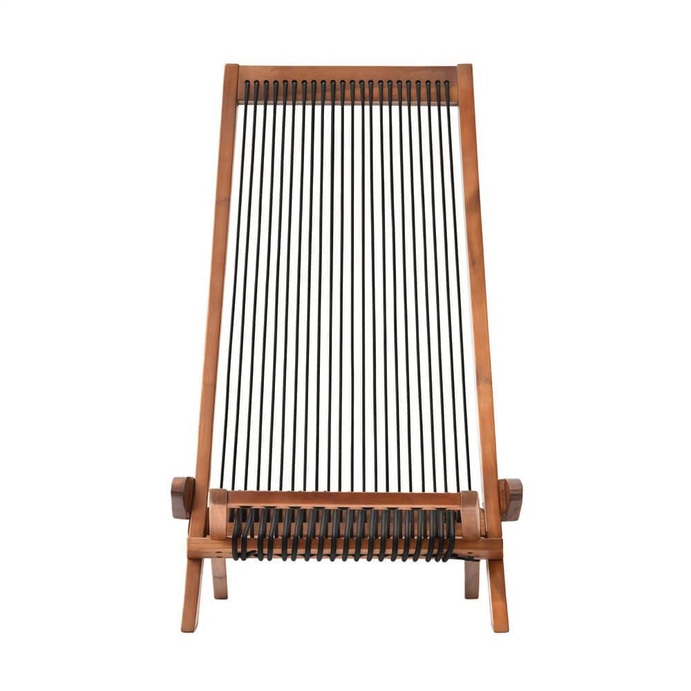 Foldable Solid Wood Patio Lounge Chair, Indoor Outdoor Relaxing Chair with Woven Rope Seat for Backyard Garden Balcony price history on PriceWatchPro