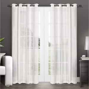 Penny Off-White Solid Sheer Grommet Top Curtain, 50 in. W x 108 in. L (Set of 2)