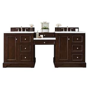 De Soto 83.1 in. W x 23.5 in. D x 36.3 in. H Double Vanity in Burnished Mahogany with Marble Top in Carrara White