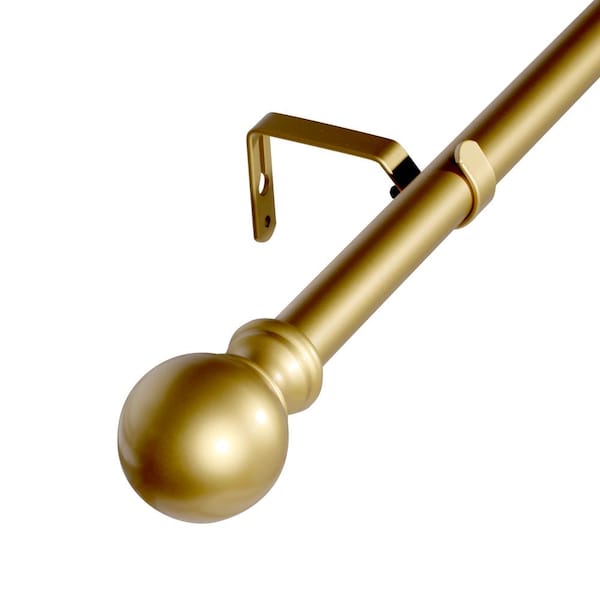 LORDEAR 28 in. - 48 in. Adjustable Single Curtain Rod 1 in. in Gold with Ball Finials