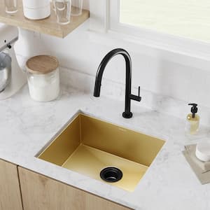 Tourner Gold Stainless Steel 21 in. Single Bowl Undermount Kitchen Sink