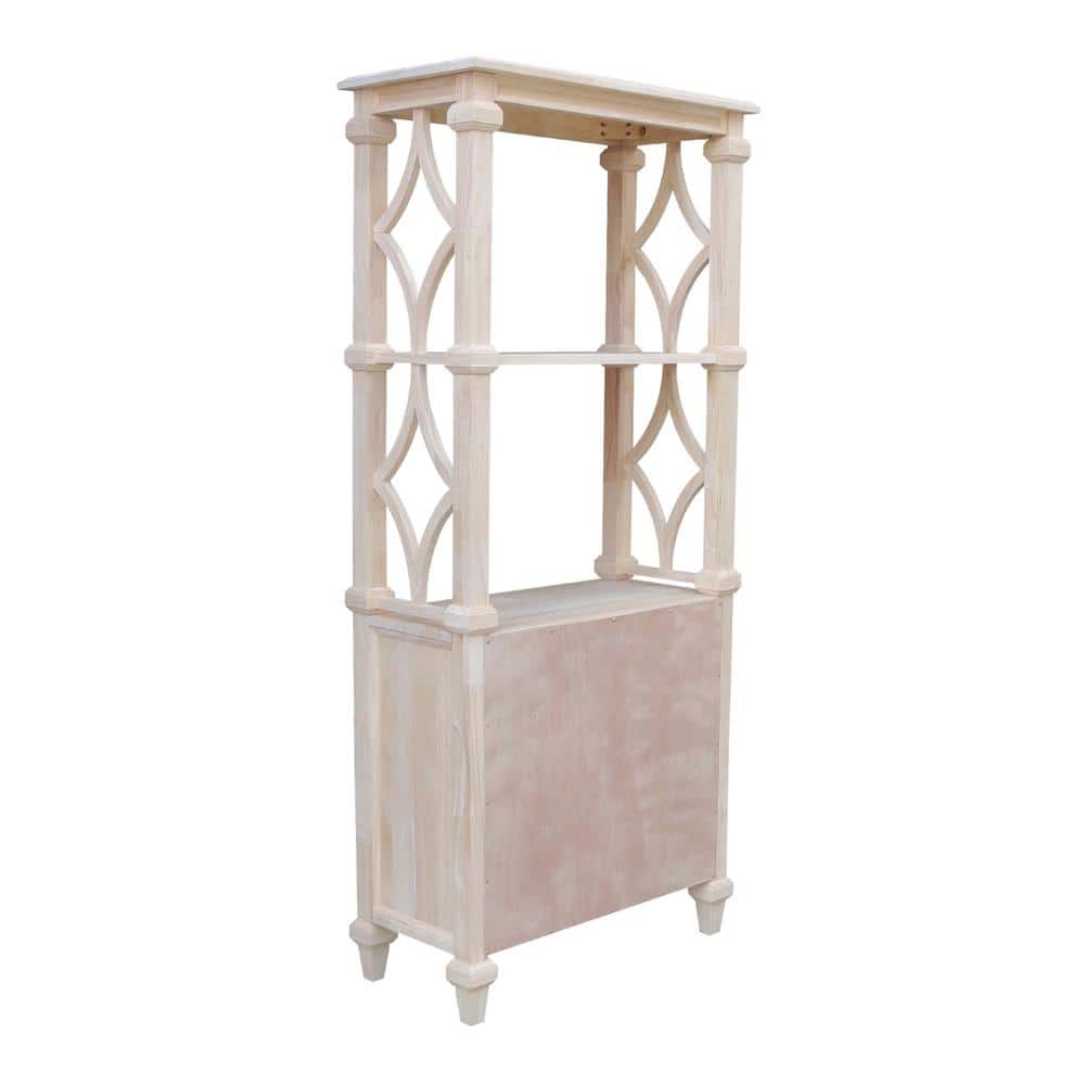Josephine Solid Wood Unfinished Brown Bookcase with Doors
