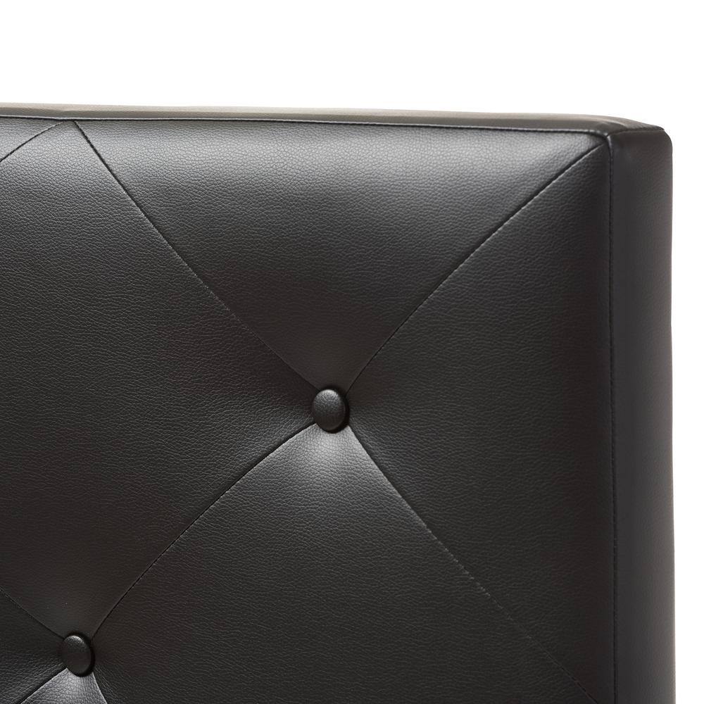 Black Faux Leather Tufted Full Headboard with Wood Frame