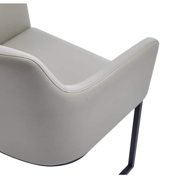 Manhattan Comfort Modern Serena Dining Armchair Upholstered in Leatherette with Steel Legs in Light Grey Manhattan Comfort Modern Serena Dining Armchair Upholstered in Leatherette with Steel Legs in Light Grey
