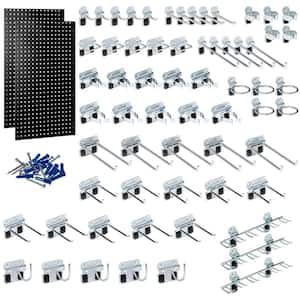 24 In. H x 42-1/2 In. W Steel Square Hole Pegboards w/63 pc. LocHook Assortment in Black 2-Pack