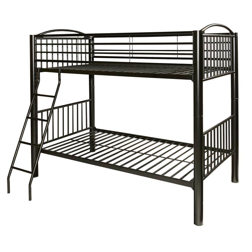 Benjara Black Twin Adjustable Bunk Bed With Ladders BM215728 - The Home ...