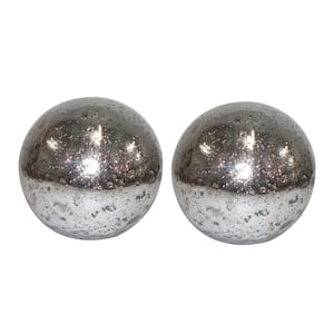 8 in. Aged Silver Glass Spheres (Set of 2)