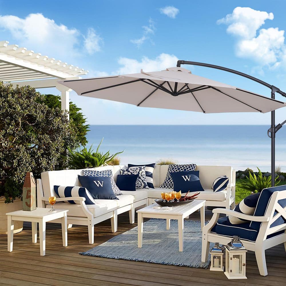 10 ft. Round Outdoor Patio Cantilever Offset Umbrellas in Beige price history on PriceWatchPro