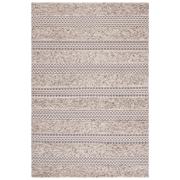 SAFAVIEH Natura Gray/Ivory Doormat 3 ft. x 5 ft. Abstract Native American Area Rug