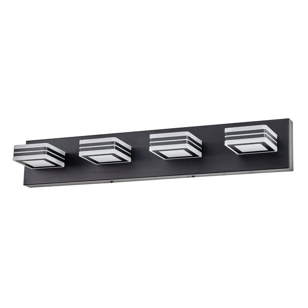 26 in. 4-Light Up and Down Black LED Vanity Light 360 ° Rotatable Lamp Head Wall Light for Bathroom with Acrylic Shade price history on PriceWatchPro