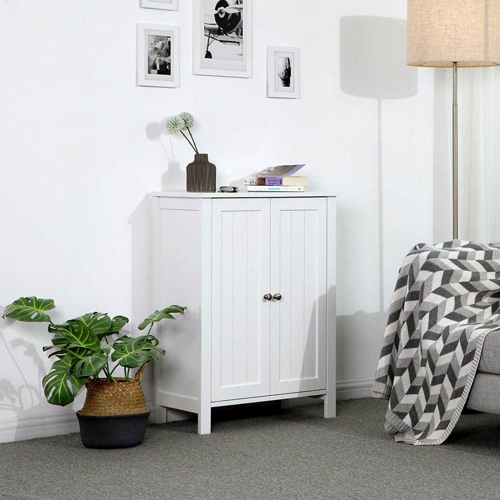 White MDF Bathroom Cabinet with Adjustable Shelves
