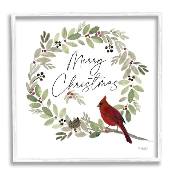 Stupell Industries Merry Christmas Cardinal by Kate Sherrill 1-Piece Framed Graphic Print Nature Poster Art Print 12 in. x 12 in.