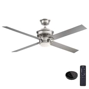 Lincolnshire 60 in. LED Brushed Nickel Ceiling Fan with Light and Remote Control works with Google and Alexa
