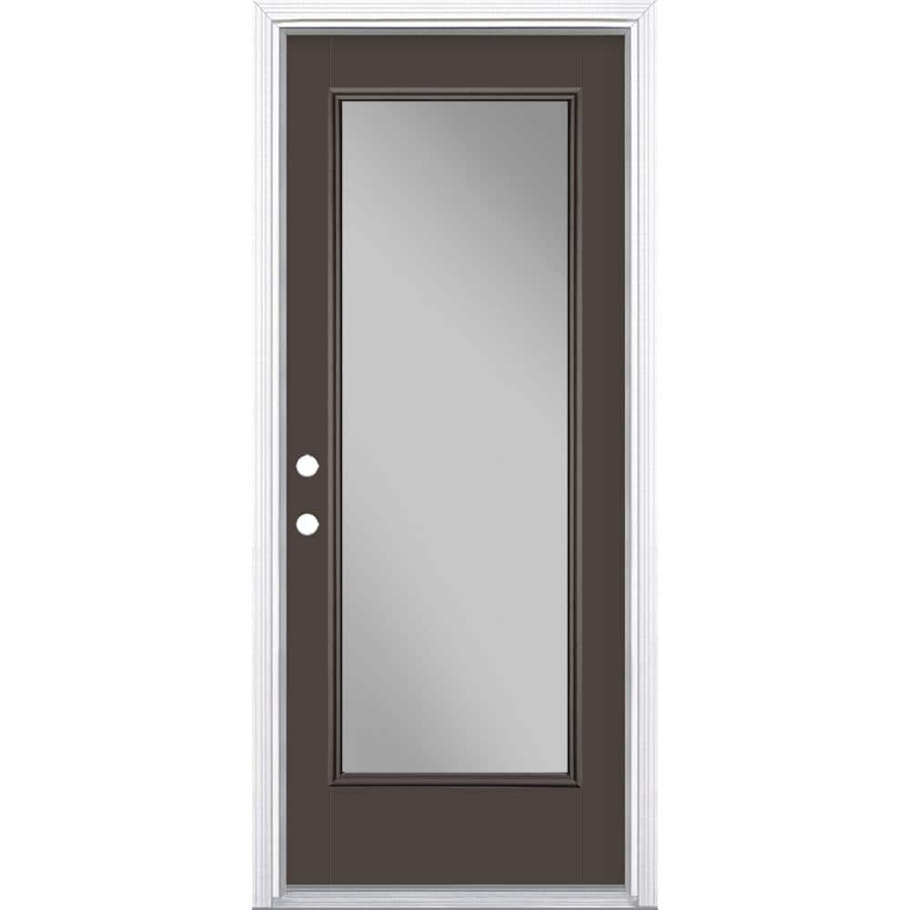 32 in. x 80 in. Full Lite Right-Hand Inswing Painted Smooth Fiberglass Prehung Front Door with Brickmold, Vinyl Frame price history on PriceWatchPro