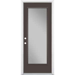 32 in. x 80 in. Full Lite Right-Hand Inswing Painted Smooth Fiberglass Prehung Front Door with Brickmold, Vinyl Frame