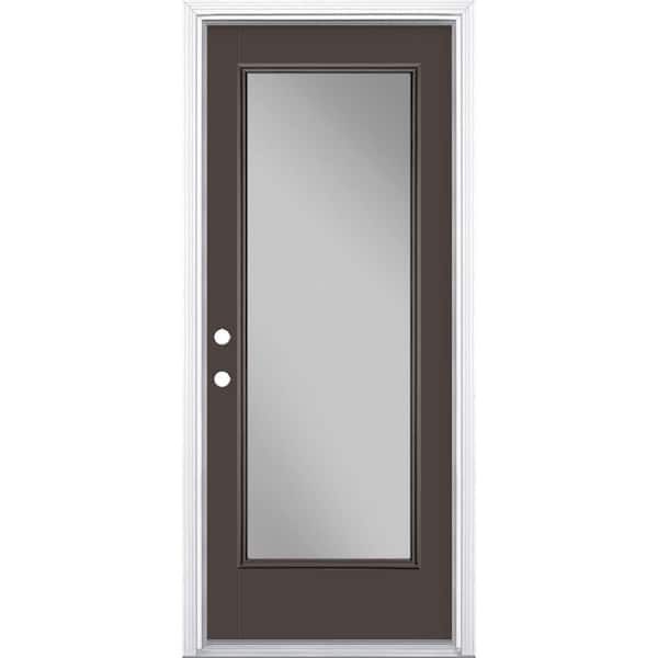 Masonite 32 in. x 80 in. Full Lite Right-Hand Inswing Painted Smooth Fiberglass Prehung Front Door with Brickmold, Vinyl Frame
