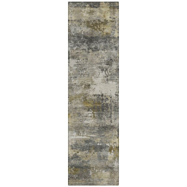 Chantille Machine Washable Indoor/Outdoor Abstract ACN2368 Pewter 2 ft. x 7 ft. Runner Rug