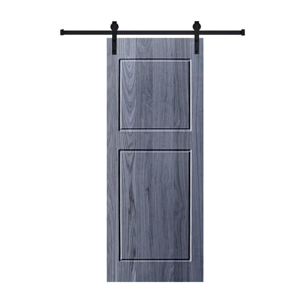 25 in. x 85 in. pack 24 in. x 84 in. 2-Panel Gray Color Finished Composite Wood Sliding Barn Door with Hardware Kit