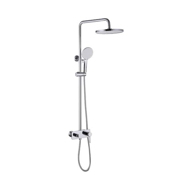 4-Spray Wall Bar Shower Kit Exposed Bathroom Shower Faucet Set Shower Fixture w 3-Spray Hand Shower in Polished Chrome