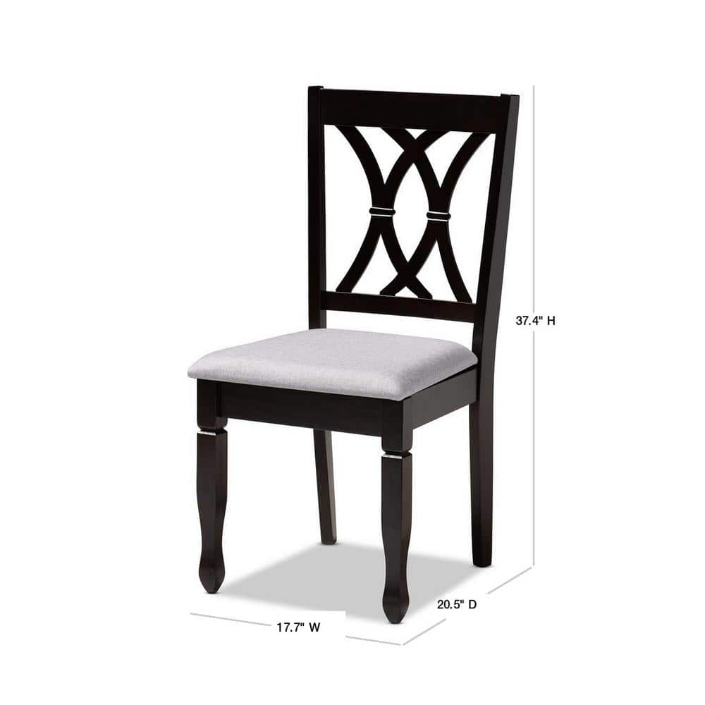 Parsons High Slat-Back Gray Fabric & Espresso Wood Dining Chair Set of 4
