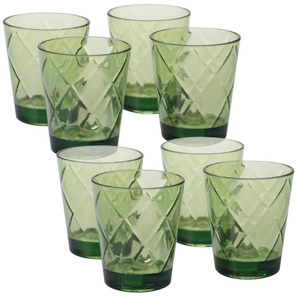 Certified International 15 oz. 8-Piece Green Old Fashion Glass