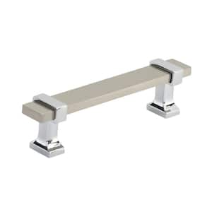 Overton 3-3/4 in (96 mm) Center-to-Center Satin Nickel/Polished Chrome Cabinet Pull