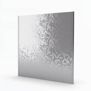 Hexagonia Stainless 29.61 in. x 30.47 in. x 5 mm Metal Self-Adhesive Range Backsplash Mosaic Tile (6.26 sq. ft.)