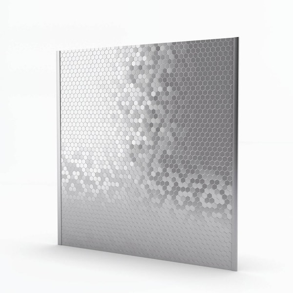 SpeedTiles Hexagonia Stainless 29.61 in. x 30.47 in. x 5 mm Metal Self-Adhesive Range Backsplash Mosaic Tile (6.26 sq. ft.)
